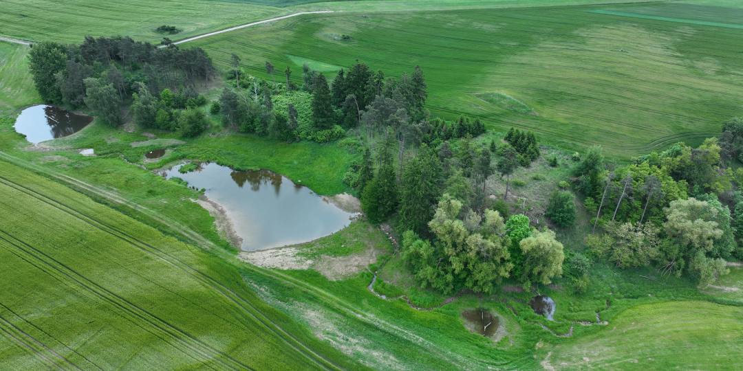 Letecký pohled na Mokřady u obce Labloňov.