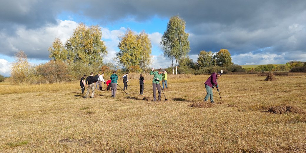 Skauti z Kostelce nad Labem hrabají stařinu v národní přírodní památce Polabská černava.